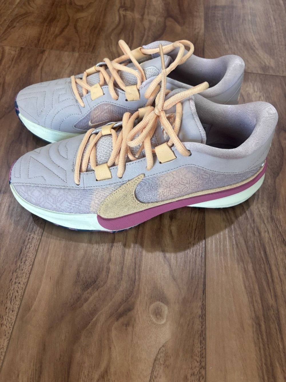 Nike Zoom Freak 5 Fossil Stone Sneakers Men 8 Beige Pink Orange Basketball Shoes